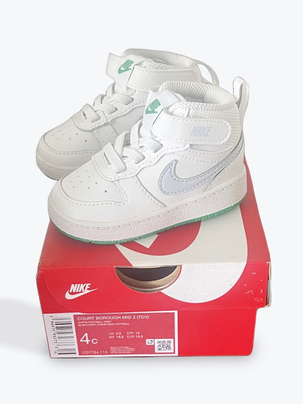 Nike Court Borough Mid 2 Infant Toddler White Grey Green
